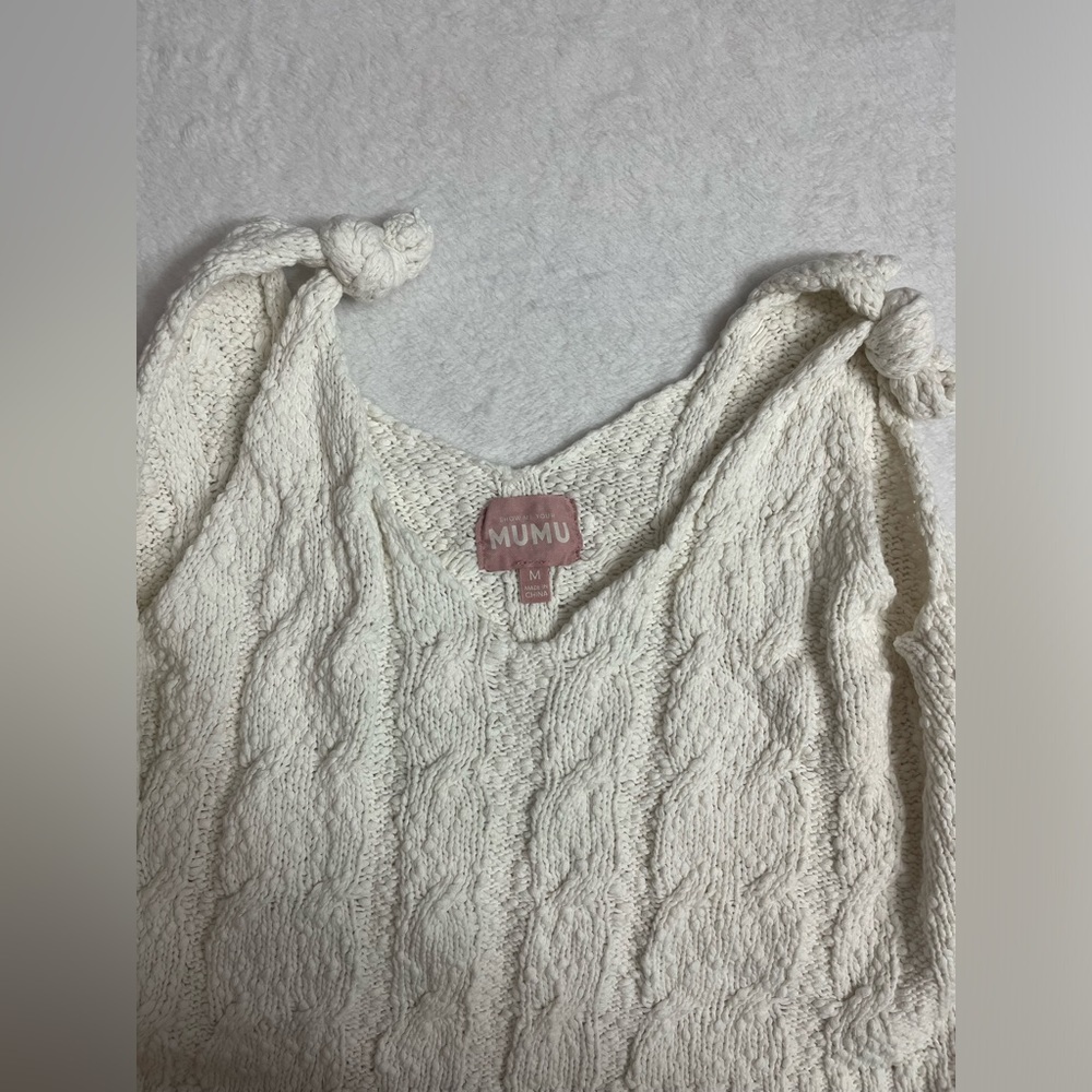 Show Me Your Mumu cream cable knit Trinity tank top sz medium versatile crop - Picture 6 of 7
